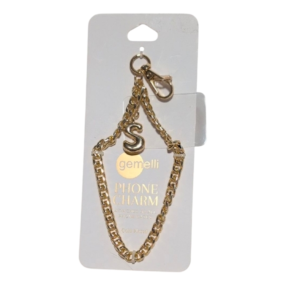 Gemelli Accessories - Gemelli Monogram S Gold Plated Phone Charm Wristlet